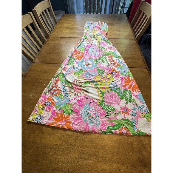 Lilly Pulitzer For Target Nosey Posey Floral Strapless Maxi Dress Womens Size M - Picture 2 of 10